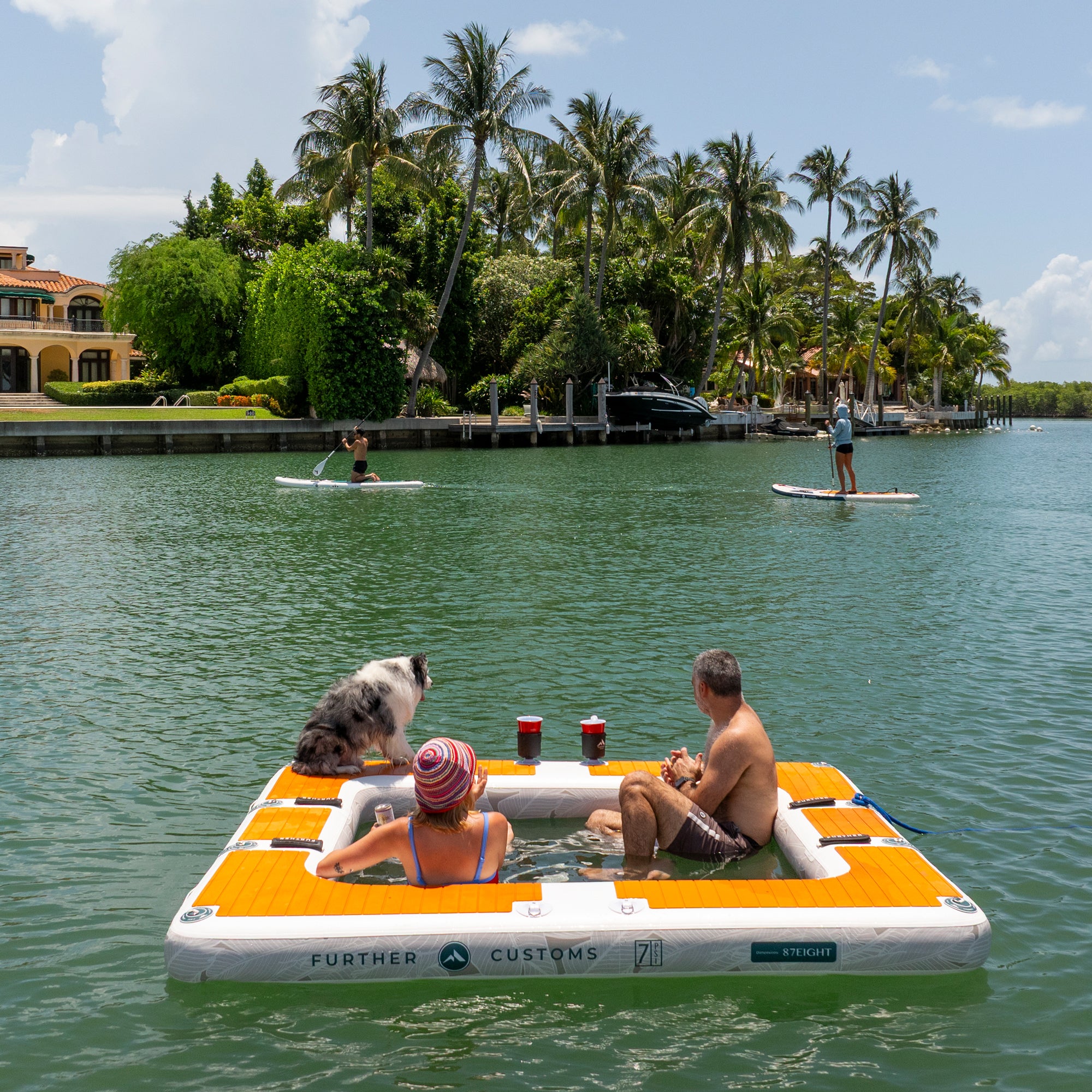 Further Customs Avalon Pad Inflatable Mesh Floating Water Hammock Boat Hangout Platform