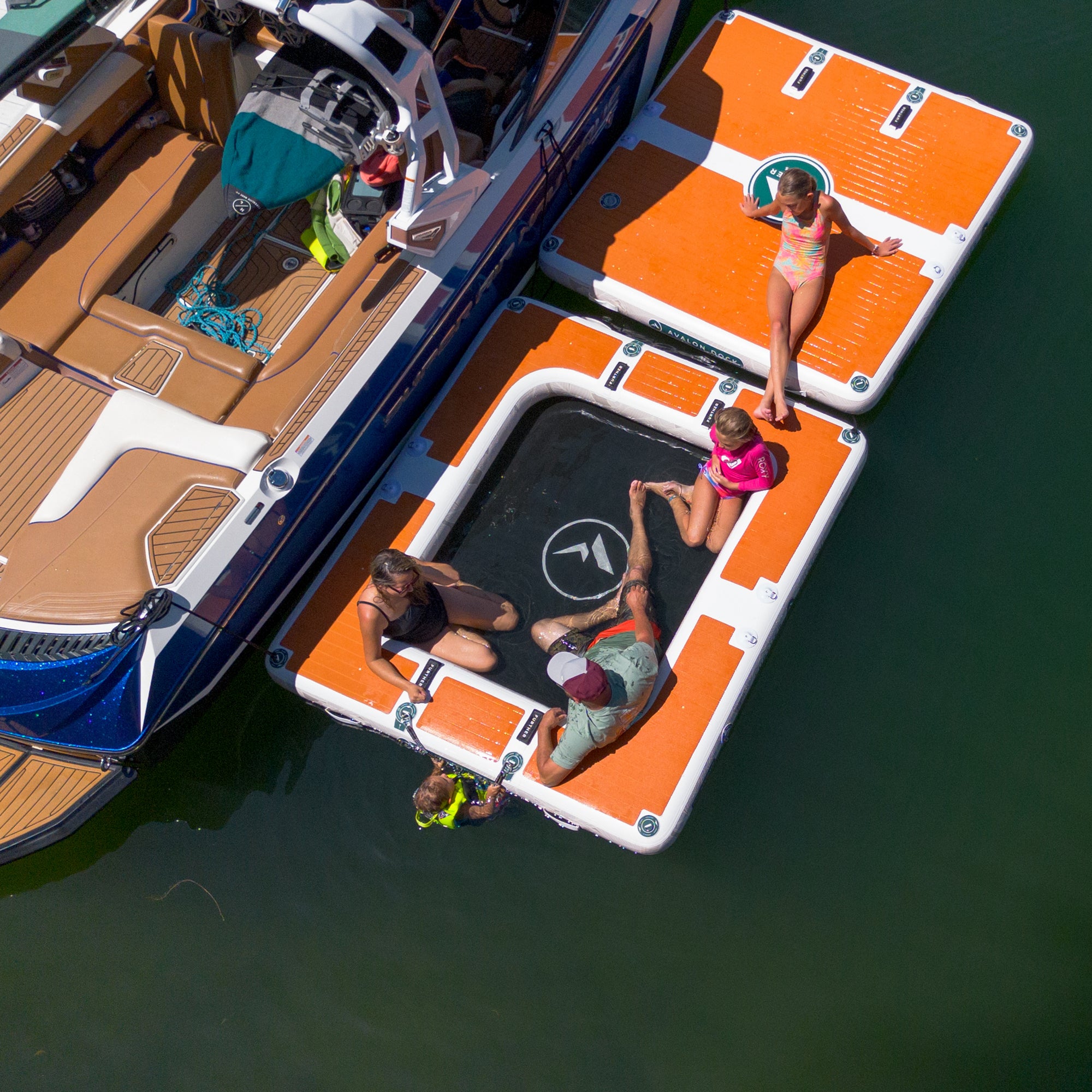 Further Customs Dippin Dock Best Dock and Inflatable Water Hammock for Boats Lounge SunChill Hangout Bote Popup Pop Up Lake Nautique