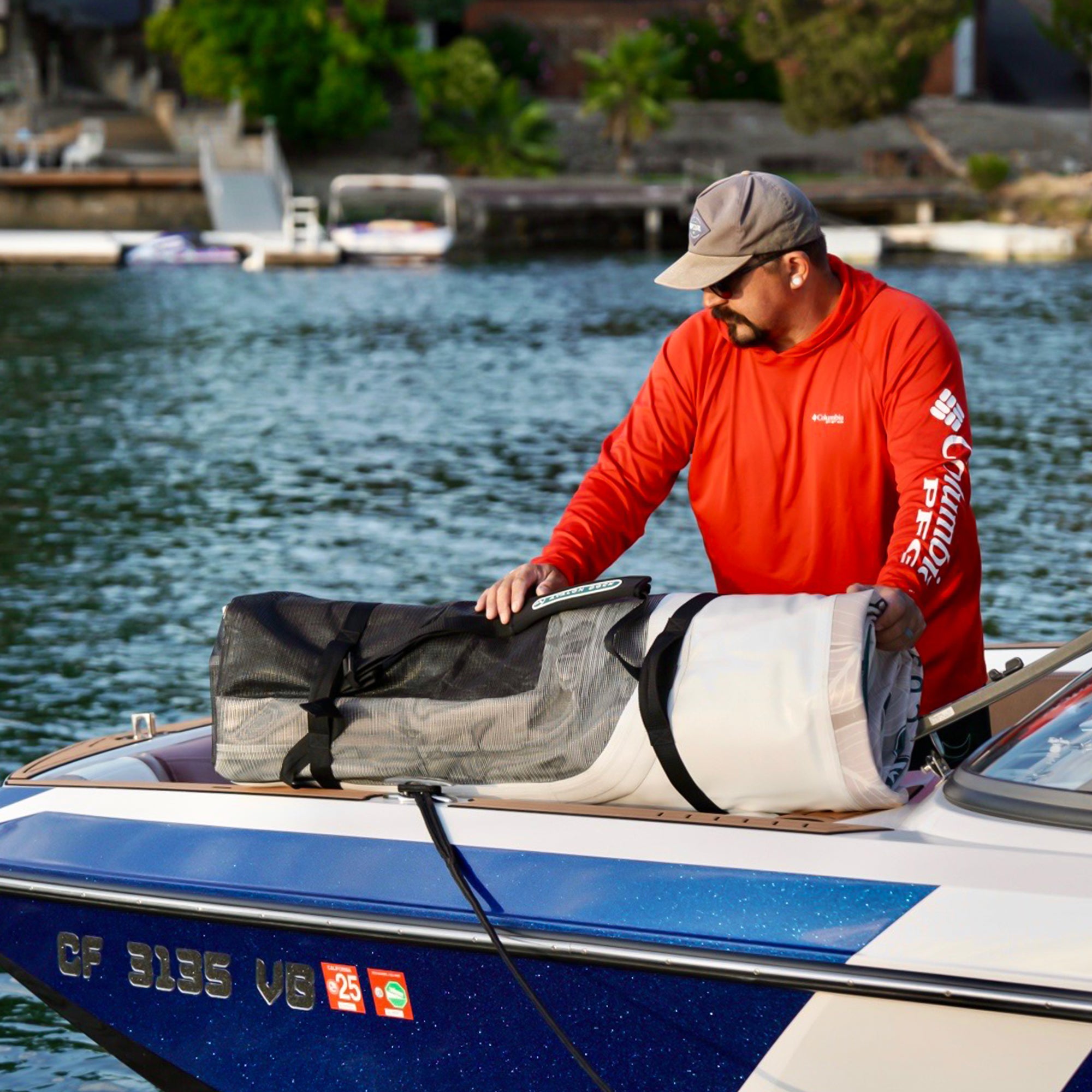 Further Customs 878 Avalon Pad Water Hammock Floating Swim Platform Lounge Deflated and Packed for Storage Compact Stowed Folded