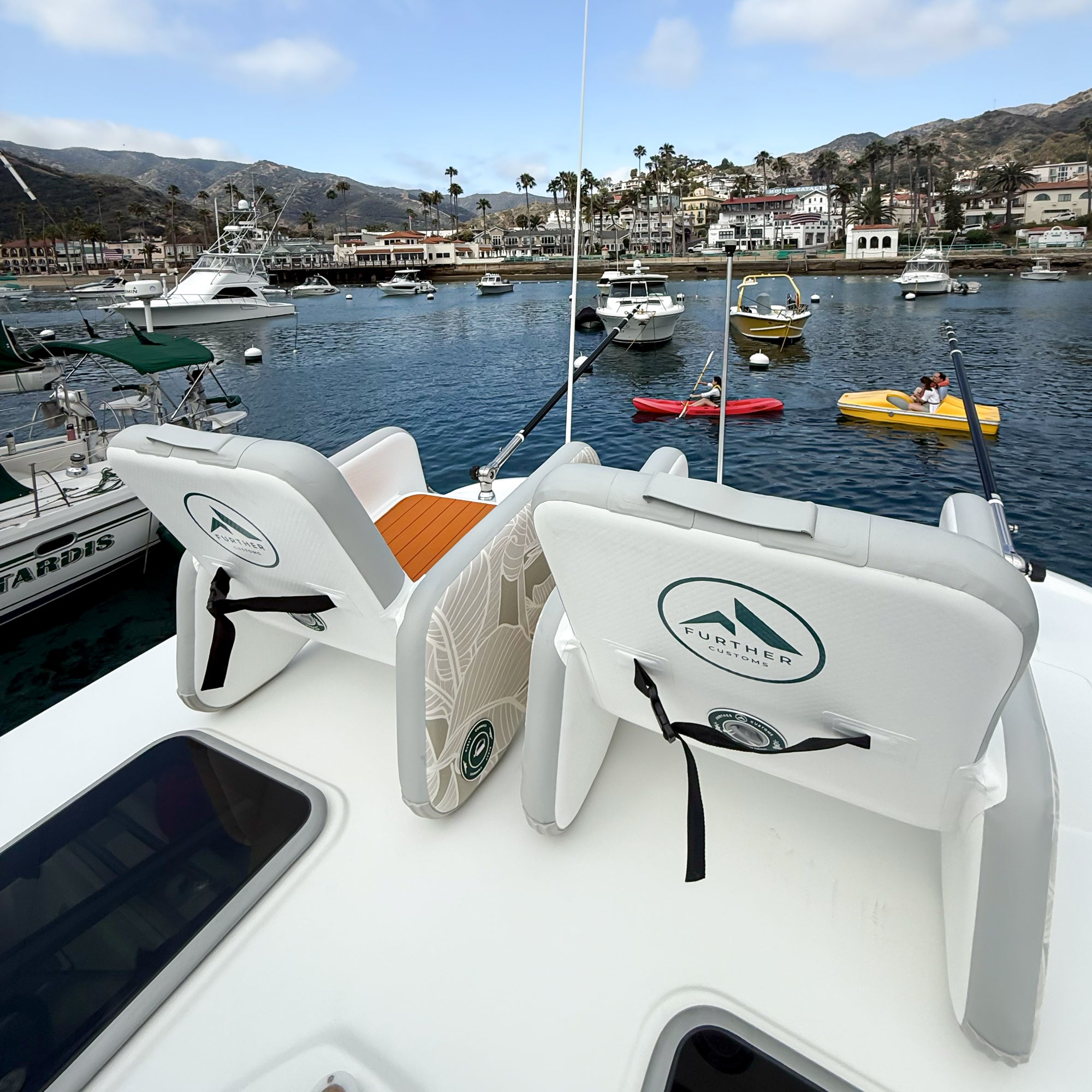 Further Customs Inflatable Captains Boat Furniture popup chair Catalina Island Avalon Marina