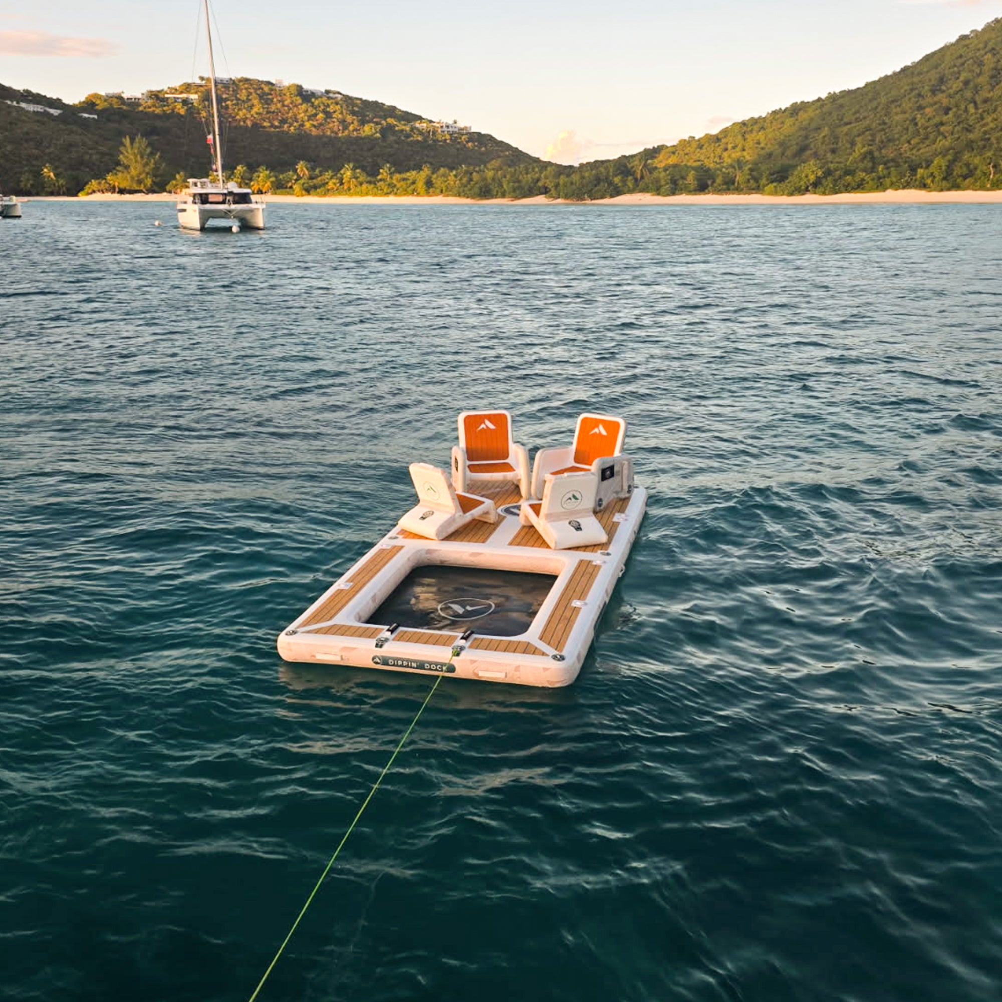 Further Customs Dippin DockWater Deck Mesh Inflatable Swim Hammock Platform British Virgin Island Net Aquanet Aqua Dock Aquadock