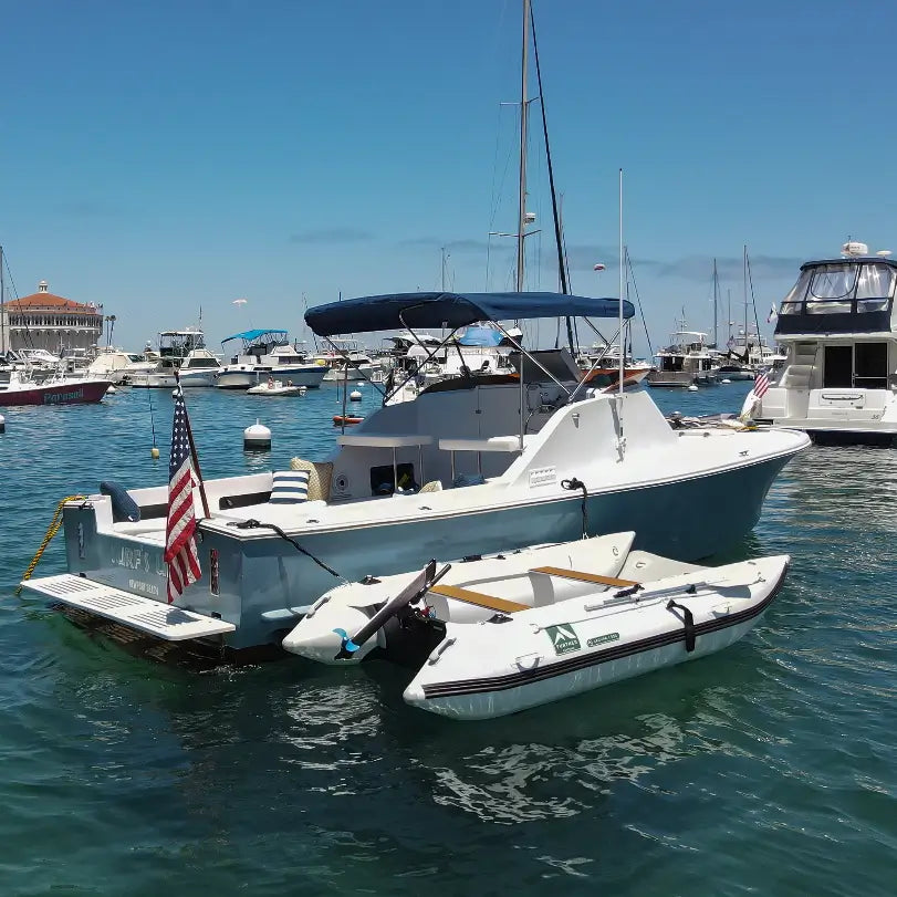 Further Customs Laguna Inflatable Catamaran Best Tender Catalina Island Avalon eLite ePropulsion Electric Outboard