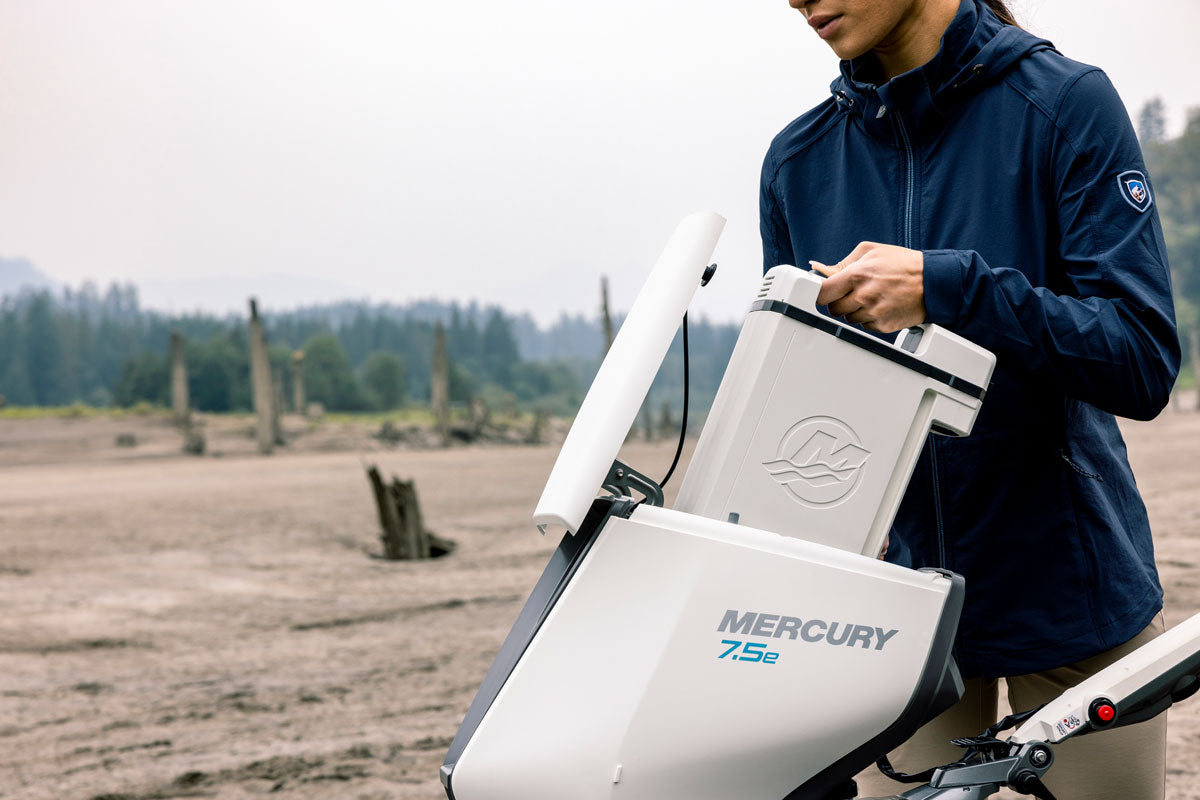 Further Customs Mercury Avator 7.5e Electric Outboard Engine Best Motor for Dinghy Tender Package Quiet Lightweight Female Camping Travel Battery