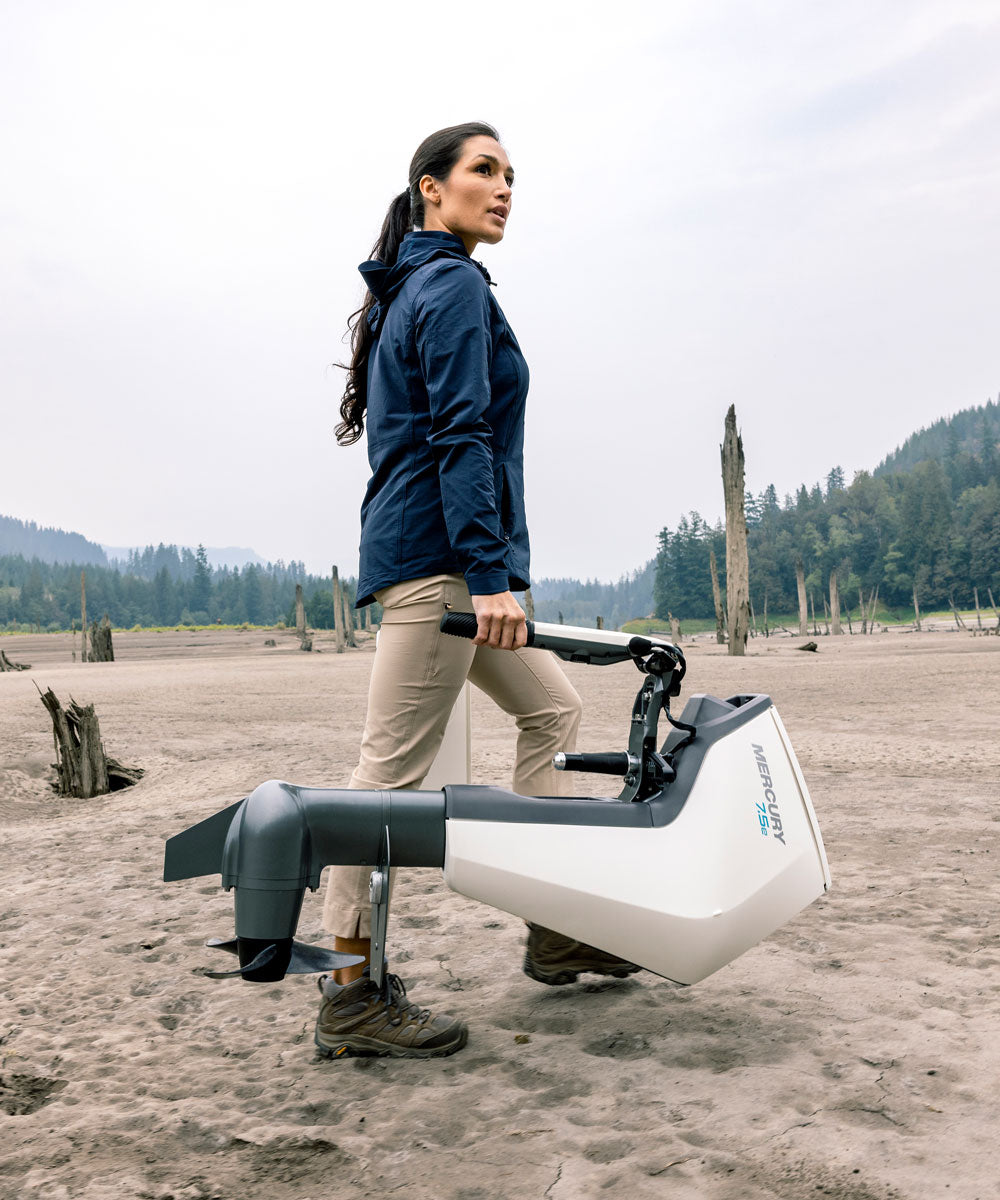 Further Customs Mercury Avator 7.5e Electric Outboard Engine Best Motor for Dinghy Tender Package Quiet Lightweight Female Camping Travel Carry Handle