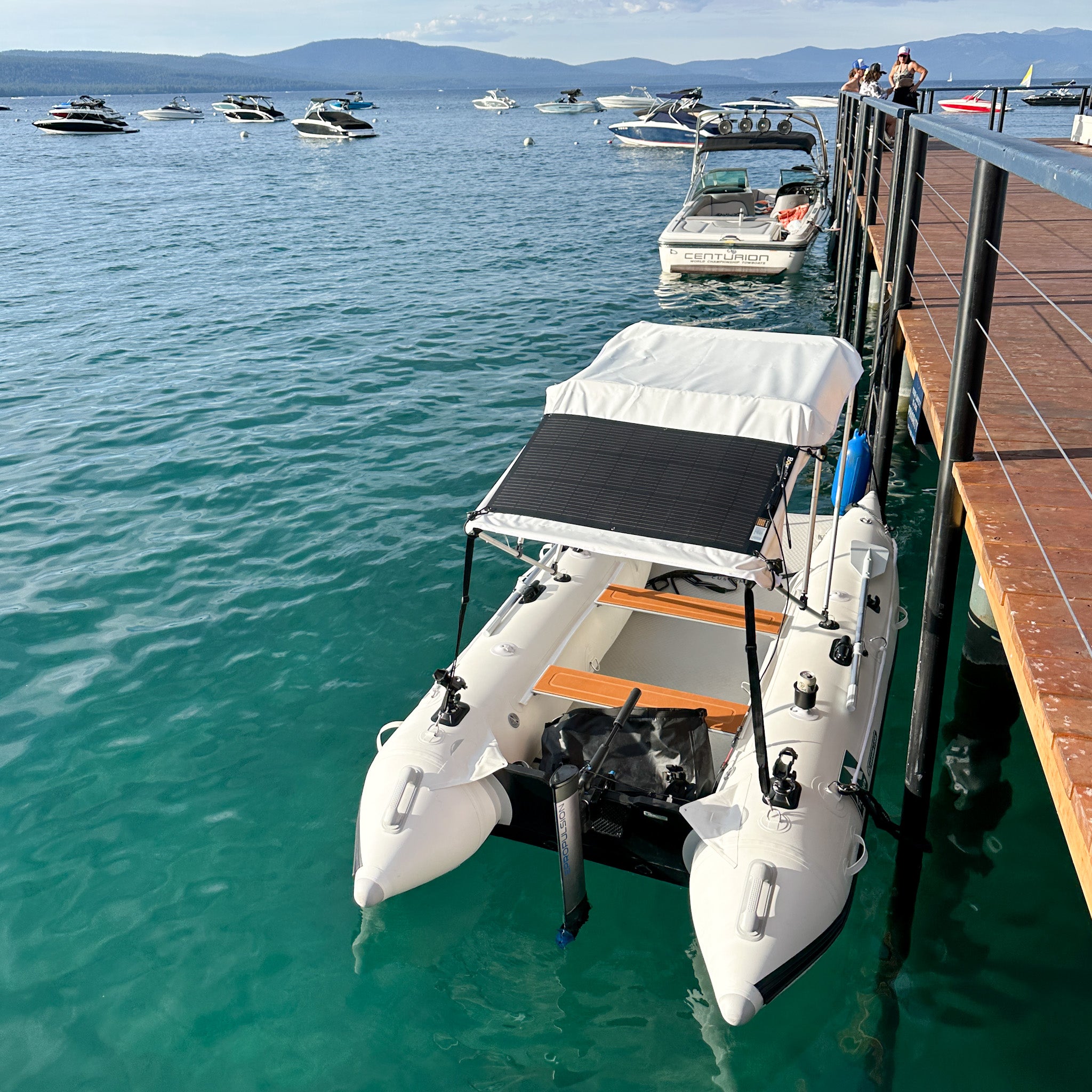 Further Customs eLite ePropulsion Electric Outboard Engine Lake Tahoe Chambers Landing Tender Solar Panel 100w Charging