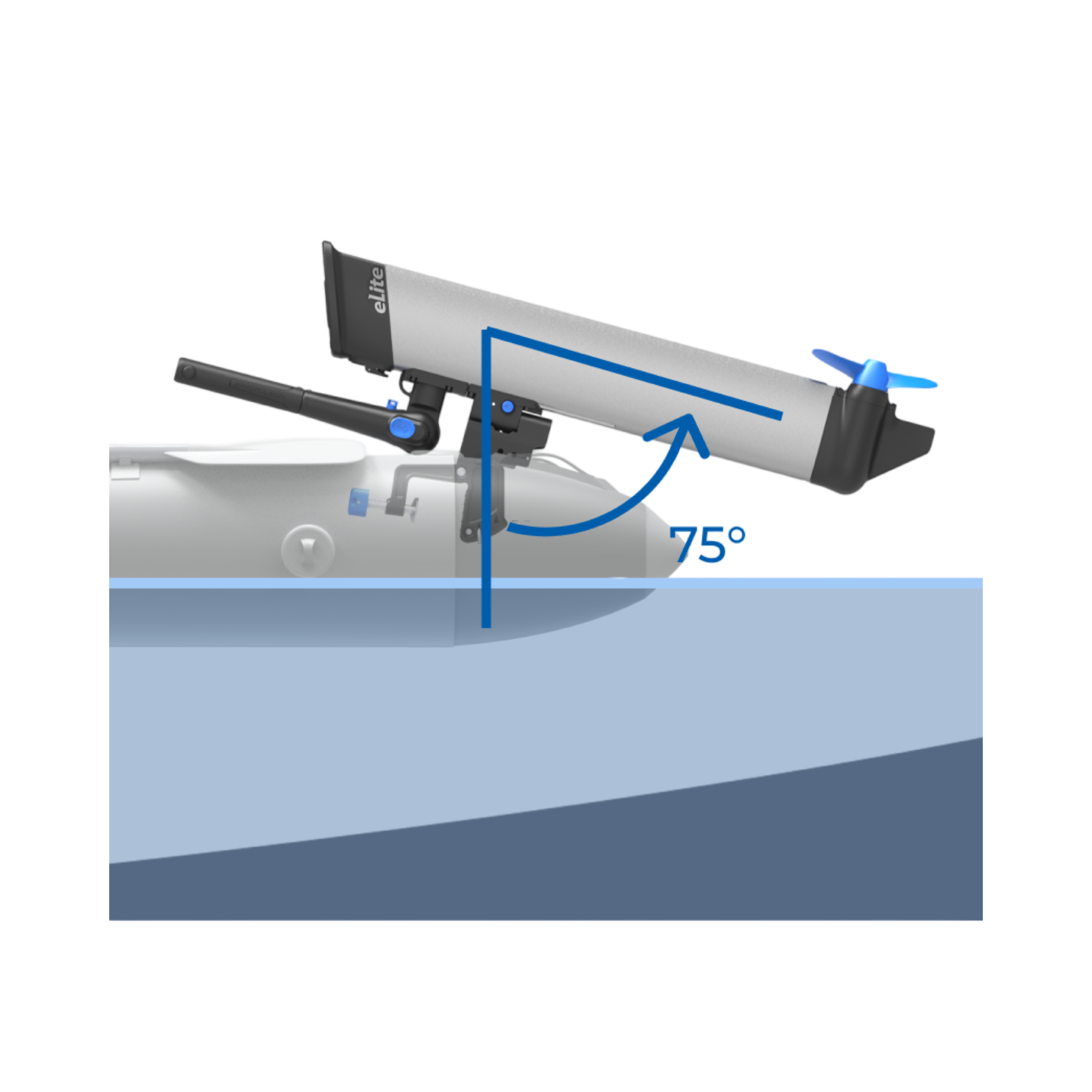 Further Customs eLite ePropulsion Electric Outboard Engine Removable Transom Features Click In Out Off Bracket Adjustable Tilt Mount