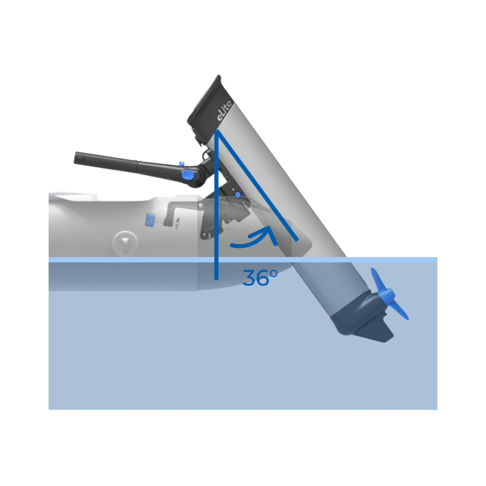 Further Customs eLite ePropulsion Electric Outboard Engine Removable Transom Features Click In Out Off Bracket Adjustable Tilt Mount
