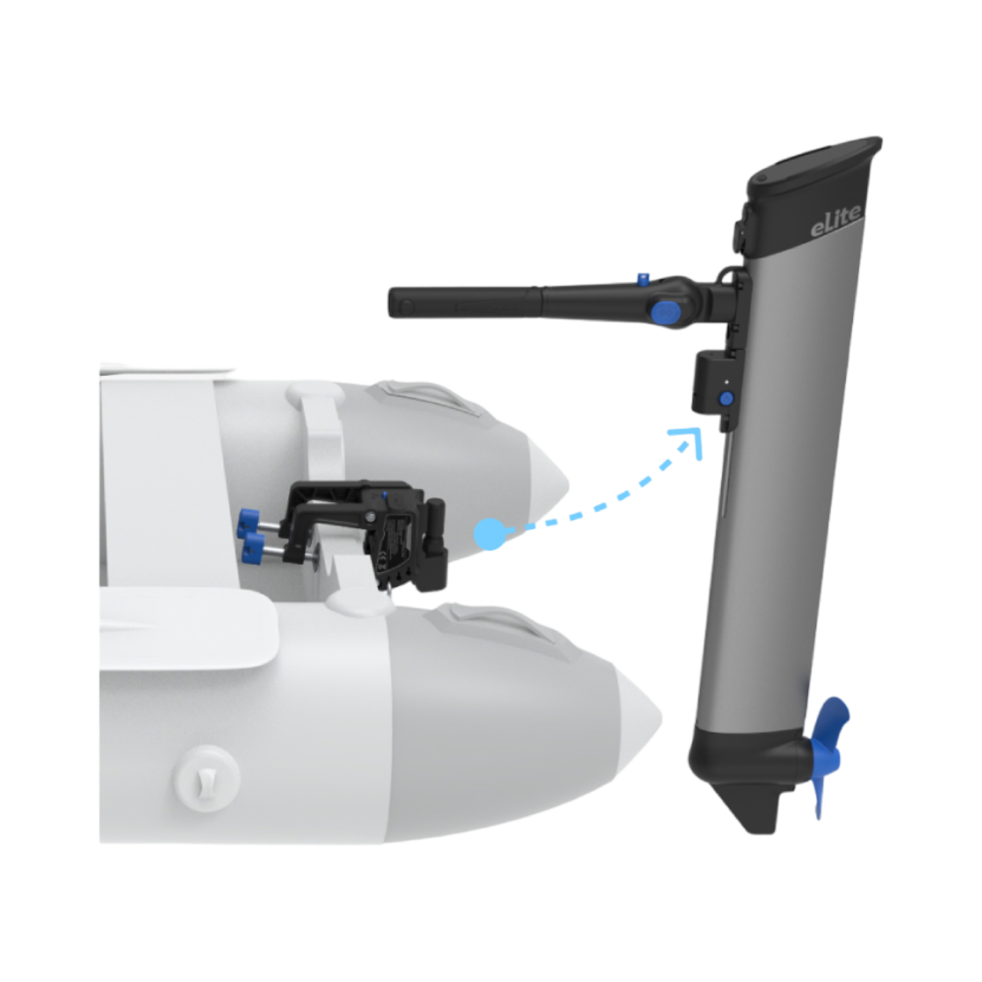 Further Customs eLite ePropulsion Electric Outboard Engine Removable Transom Features Click In Out Off Bracket