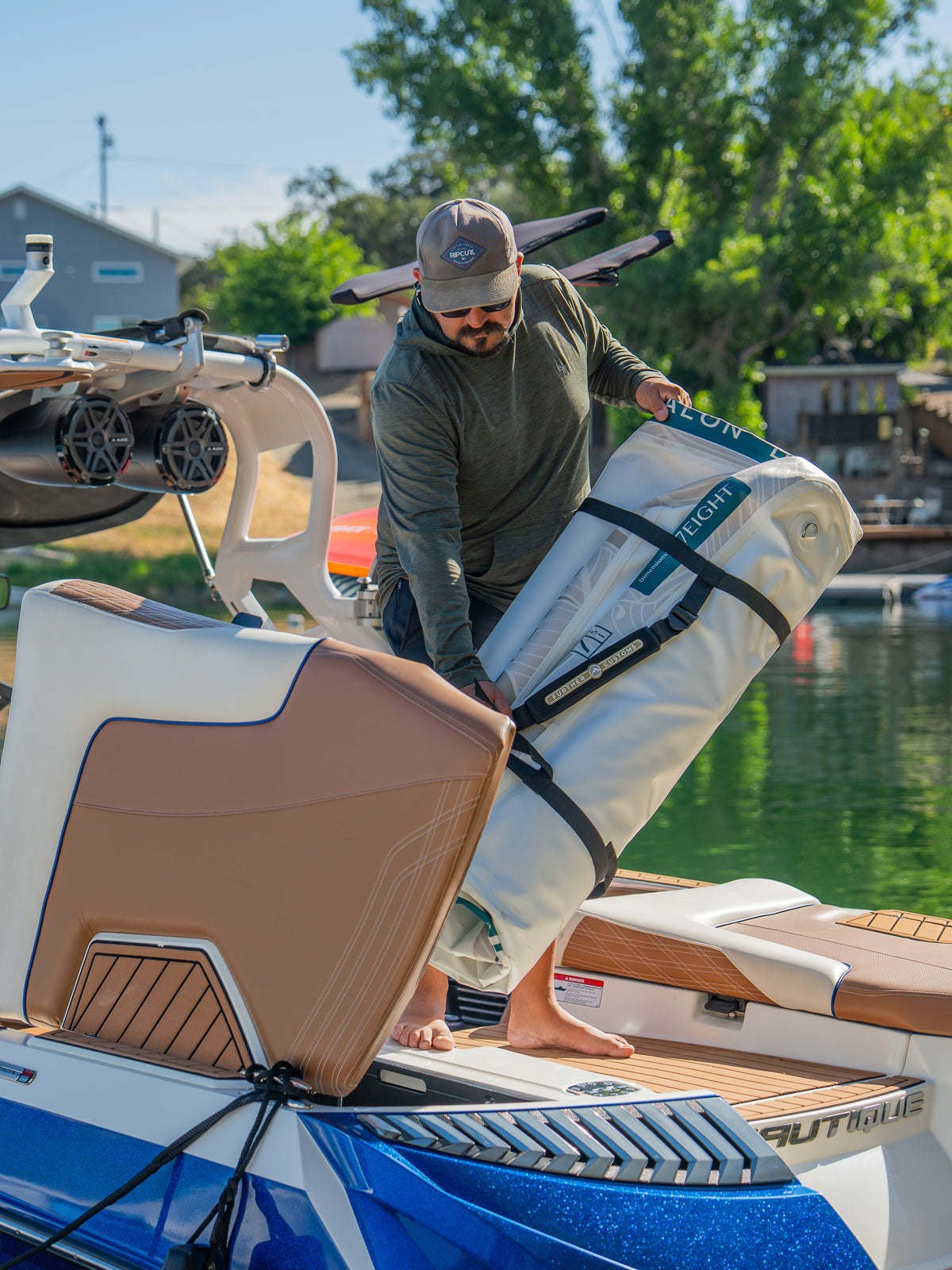 Further Customs 778 Avalon Dock Inflatable Swim Platform Floating Deck Deflated Storage Packed Size 