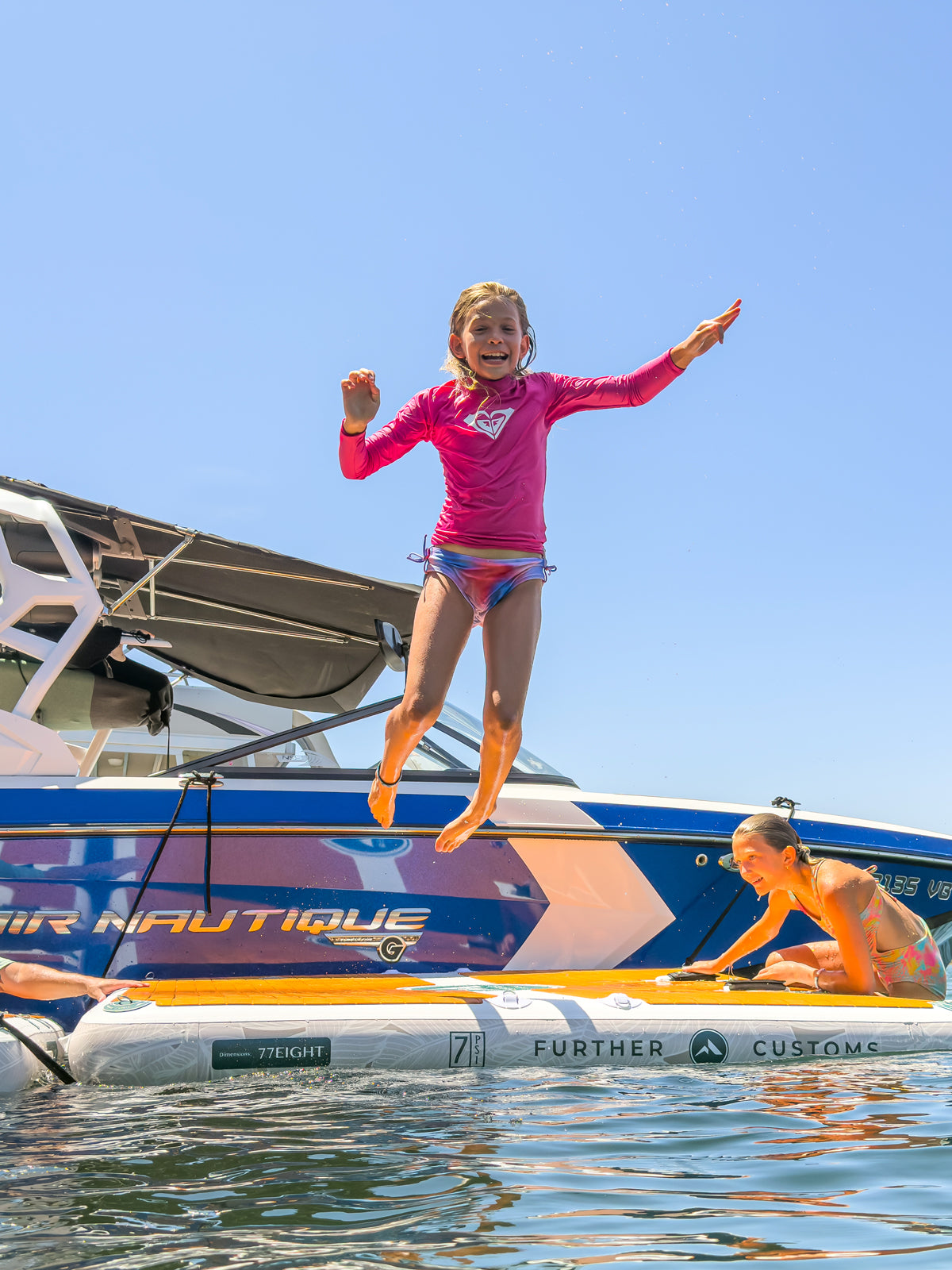 Further Customs 778 Avalon Dock Inflatable 8 Inch Swim Platform Hangout Tulloch Lake Deck popup pop up Floating Lounge Island Boat Lounge Nautique Boat