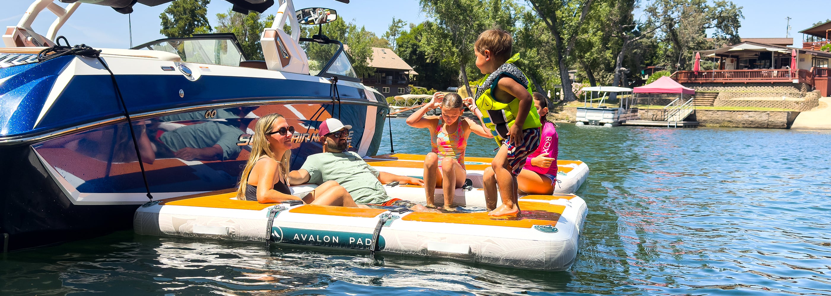 Further Customs 878 Avalon Pad Water Hammock Inflatable Float Deck Sun Bathe Chill Mat Relax on Lake