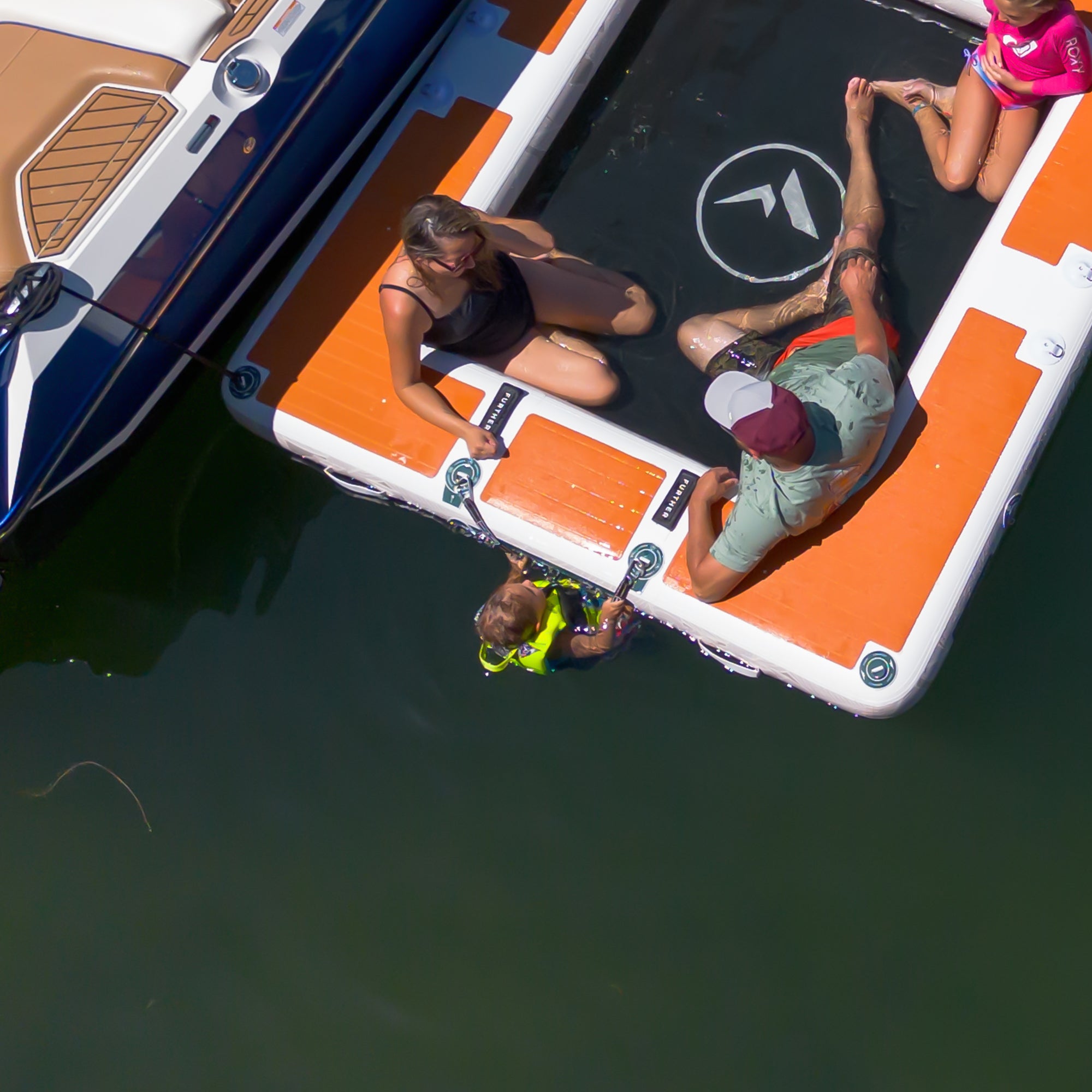 Further Customs Avalon Pad Inflatable Mesh Water Hammock Aqua Dock Net Chill Mat Hangout Sunchill Carabiner Rope Ladder