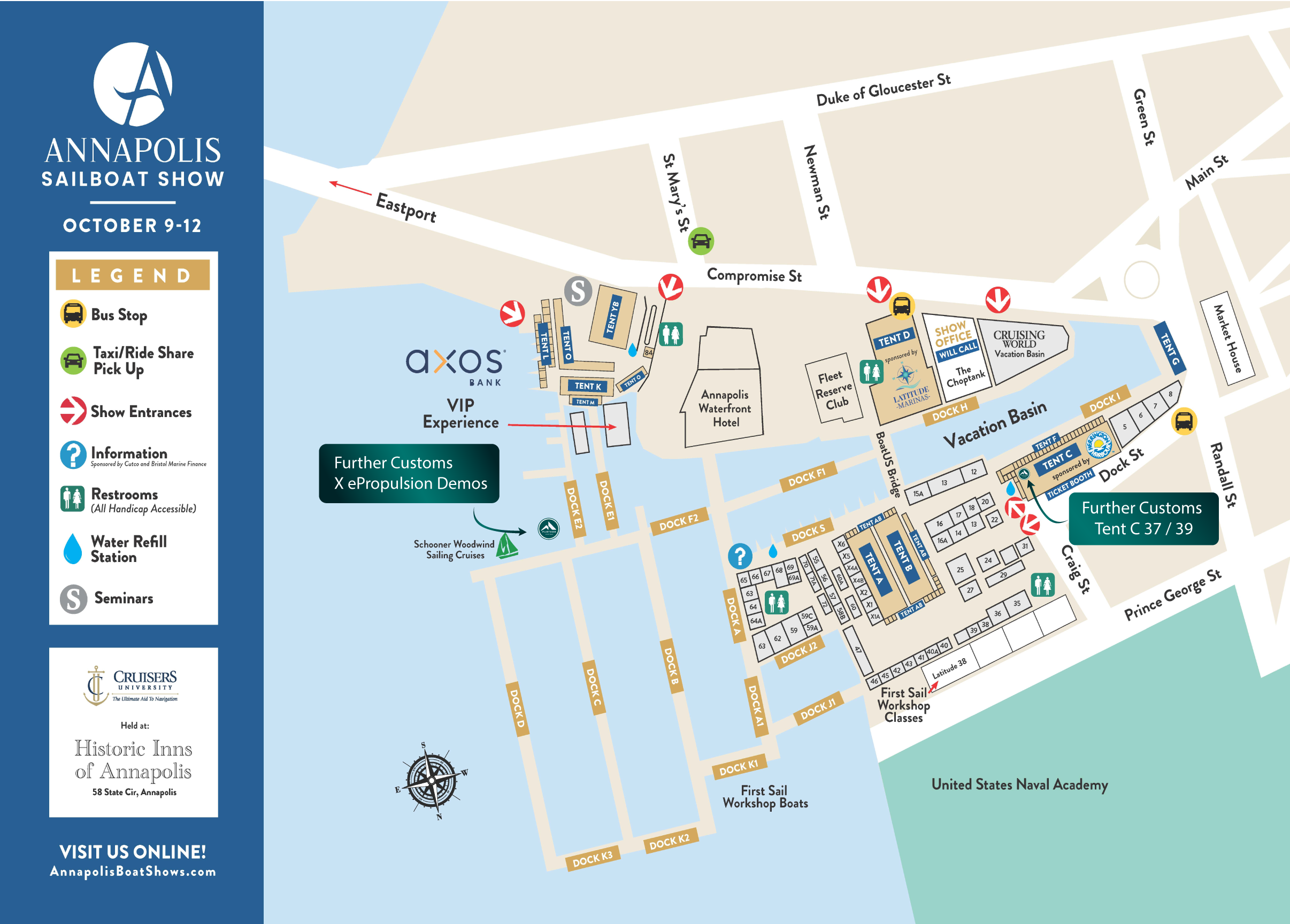 Annapolis Sailtboat Show Sail Show October Maryland Downtown City Dock Map Exhibitors