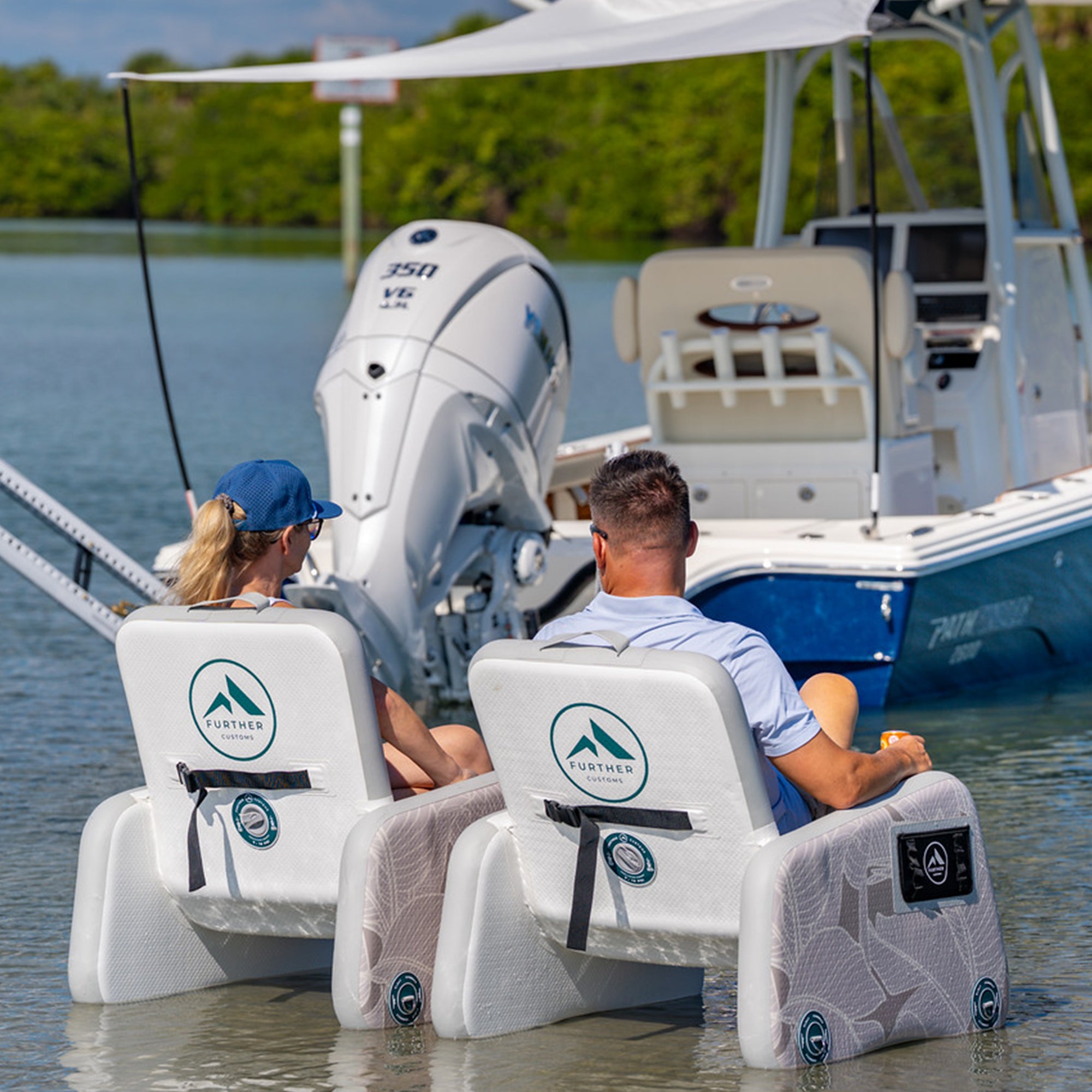 Further Customs Captains Chair Inflatable Boat Furniture Floating Bean Bag Alternative Deck Packable Sand Bar Bote popup