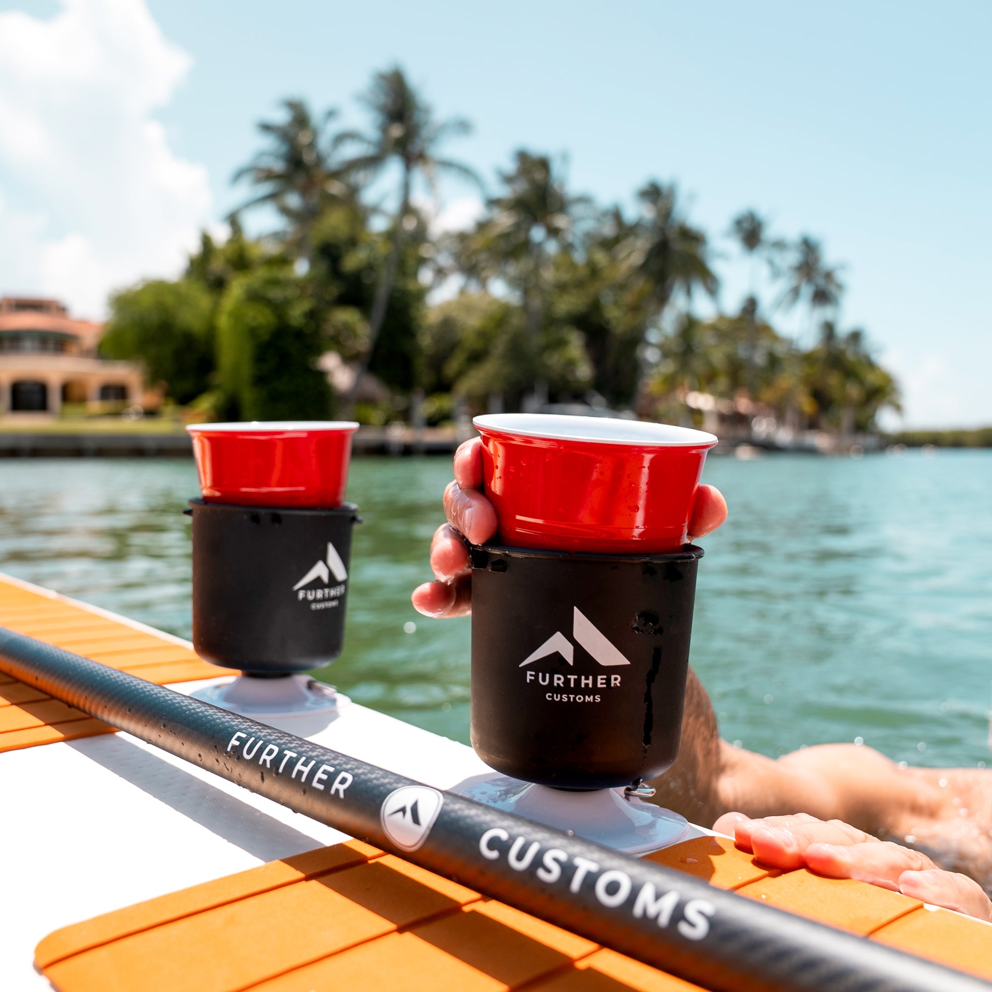 Further Customs Inflatable Mesh Water Hammock Hangout Cup Holders