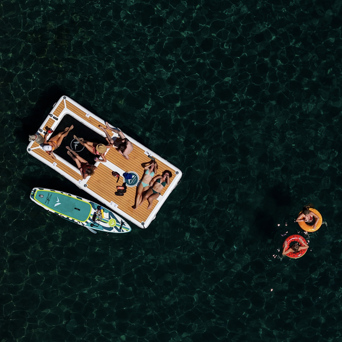 Further Customs Dippin Dock Inflatable Floating Mesh Hammock Inflatable Platform Combination pop aqua dock aquadock Kings Landing Lake Tahoe