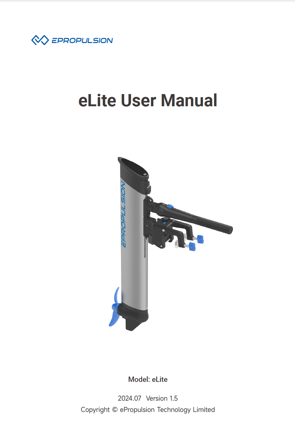Further Customs eLite ePropulsion Electric Outboard Engine User Manual